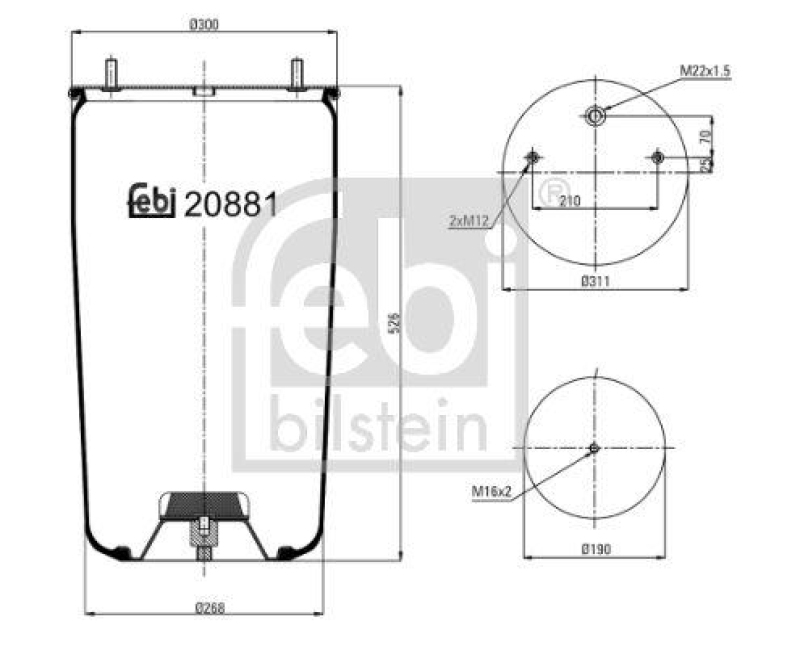 FEBI BILSTEIN 20881 Luftfederbalg ohne Kolben für Bergische Achsen