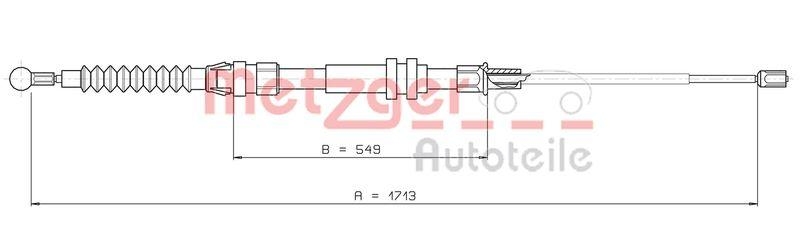 METZGER 10.7432 Seilzug, Feststellbremse für VW hinten links/rechts