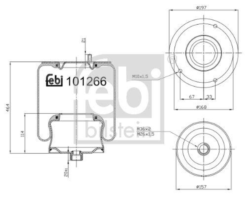 FEBI BILSTEIN 101266 Luftfederbalg mit Stahlkolben für Mercedes-Benz