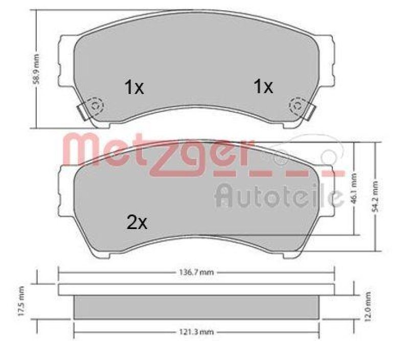 METZGER 1170270 Bremsbelagsatz, Scheibenbremse WVA 24 582