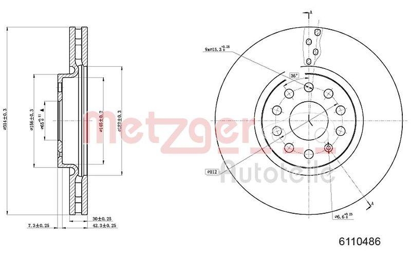 METZGER 6110486 Bremsscheibe Lack/Ks/Ms/Hc für SEAT/VW VA