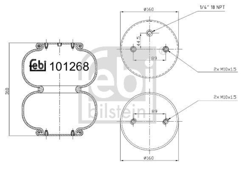 FEBI BILSTEIN 101268 Luftfederbalg für Liftachse für Mercedes-Benz