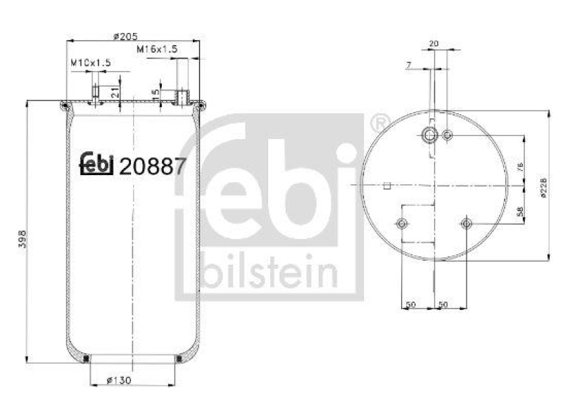 FEBI BILSTEIN 20887 Luftfederbalg ohne Kolben für DAF