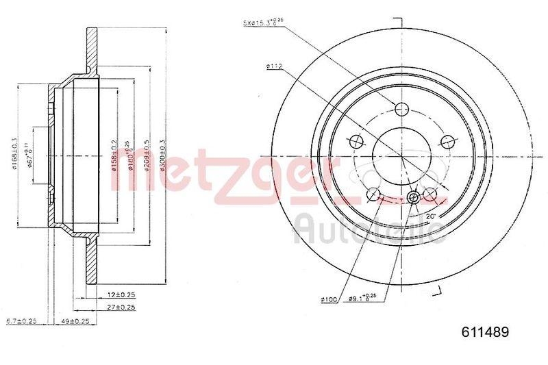 METZGER 6110489 Bremsscheibe Lack/Ks/Ms für MB HA