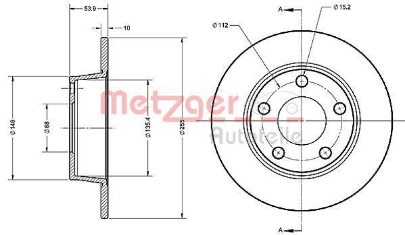 METZGER 6110490 Bremsscheibe Lack/Ks für AUDI HA