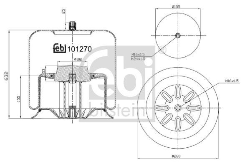 FEBI BILSTEIN 101270 Luftfederbalg mit Stahlkolben für Mercedes-Benz