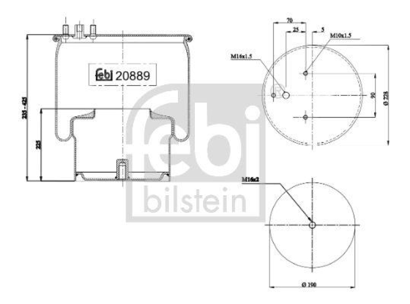 FEBI BILSTEIN 20889 Luftfederbalg mit Stahlkolben für DAF