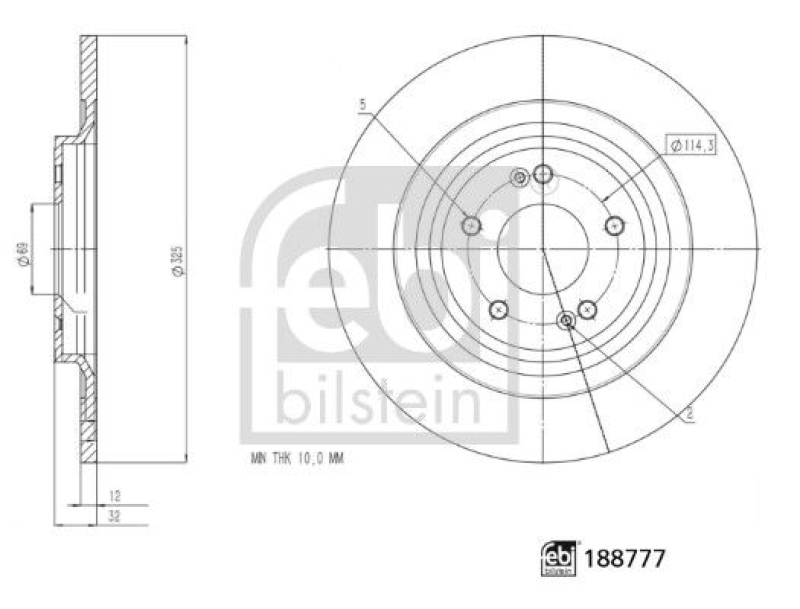 FEBI BILSTEIN 188777 Bremsscheibe für HYUNDAI