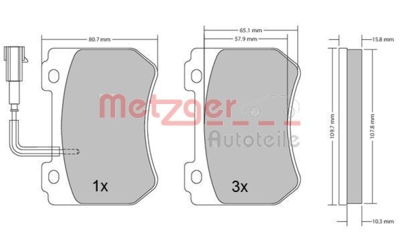 METZGER 1170276 Bremsbelagsatz, Scheibenbremse WVA 24 852