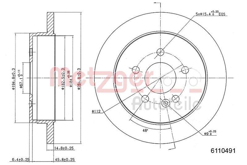 METZGER 6110491 Bremsscheibe Lack/Ks/Ms für MB HA