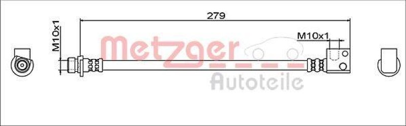 METZGER 4111943 Bremsschlauch f&uuml;r HONDA HA links