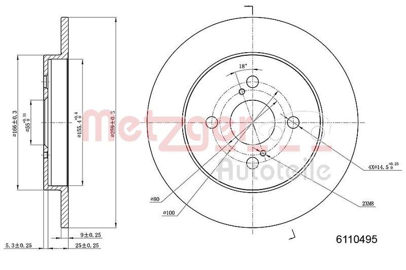 METZGER 6110495 Bremsscheibe Lack/Ks für TOYOTA HA