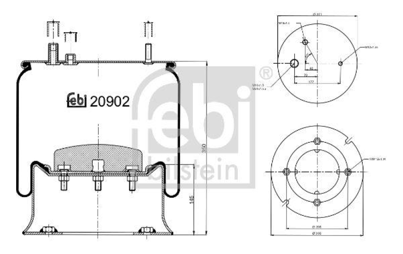 FEBI BILSTEIN 20902 Luftfederbalg mit Stahlkolben für RENAULT (RVI)