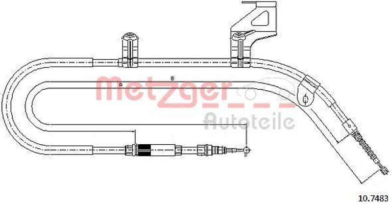 METZGER 10.7483 Seilzug, Feststellbremse für VW hinten rechts