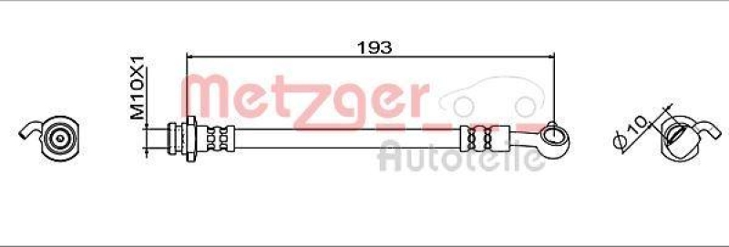 METZGER 4111951 Bremsschlauch für NISSAN HA rechts