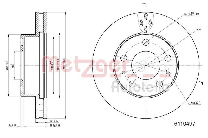 METZGER 6110497 Bremsscheibe Lack/Ks für CITROEN/FIAT/PEUGEOT VA