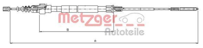 METZGER 10.7492 Seilzug, Feststellbremse für VW hinten links/rechts