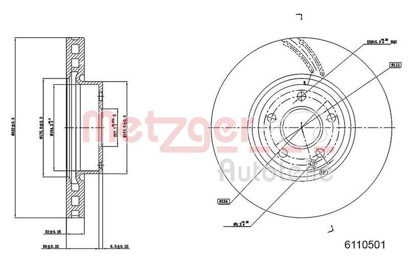 METZGER 6110501 Bremsscheibe Lack/Ks/Hc für MB VA