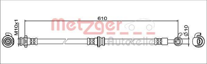 METZGER 4111961 Bremsschlauch für NISSAN VA links