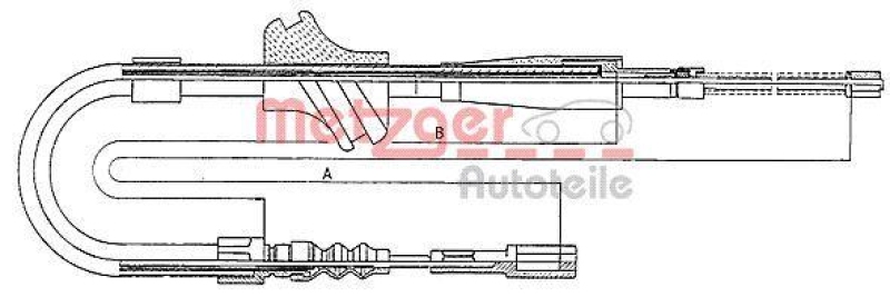 METZGER 10.7502 Seilzug, Feststellbremse für AUDI hinten rechts