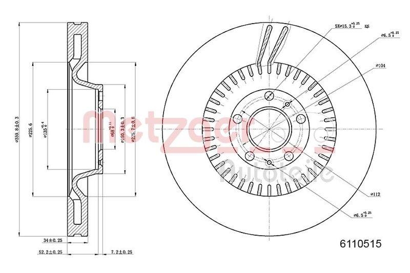 METZGER 6110515 Bremsscheibe Lack/Ks/Ms/Hc für AUDI/VW VA