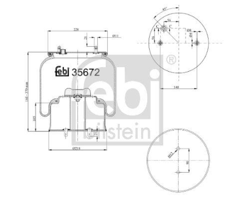 FEBI BILSTEIN 35672 Luftfederbalg mit Stahlkolben für Scania