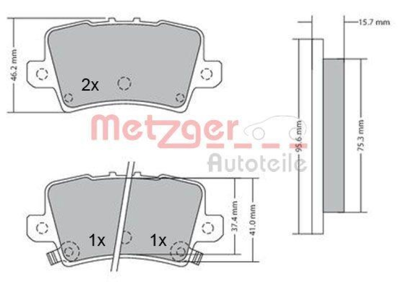 METZGER 1170288 Bremsbelagsatz, Scheibenbremse WVA 24 086