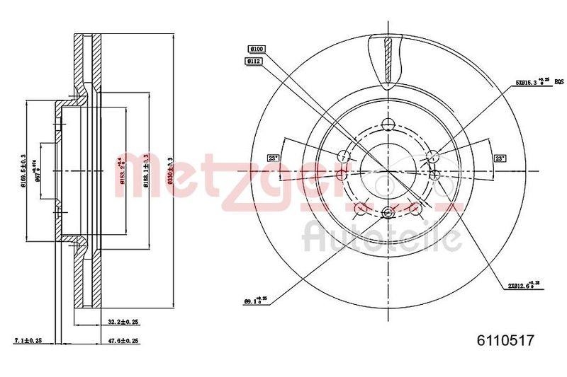 METZGER 6110517 Bremsscheibe Lack/Ks/Ms/Hc für MB VA