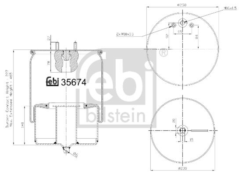 FEBI BILSTEIN 35674 Luftfederbalg mit Stahlkolben für Volvo