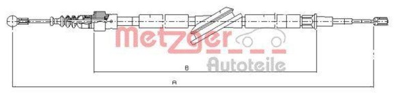 METZGER 10.7506 Seilzug, Feststellbremse für AUDI/SEAT/SKODA/VW hinten links/rechts