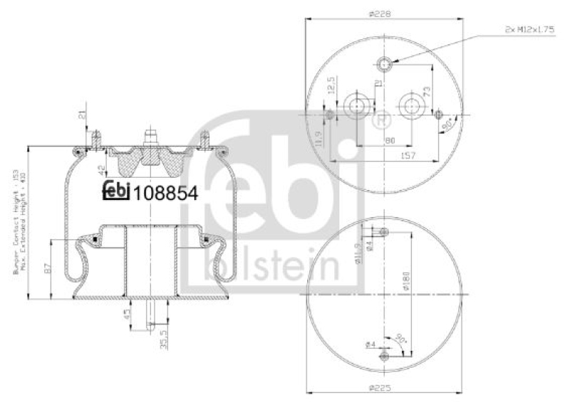 FEBI BILSTEIN 108854 Luftfederbalg mit Stahlkolben für Scania