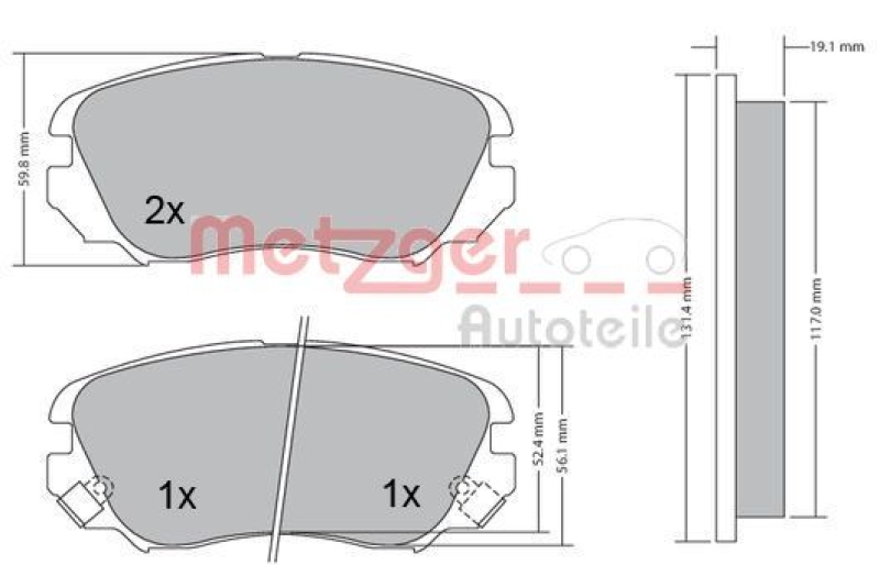 METZGER 1170291 Bremsbelagsatz, Scheibenbremse WVA 24 415