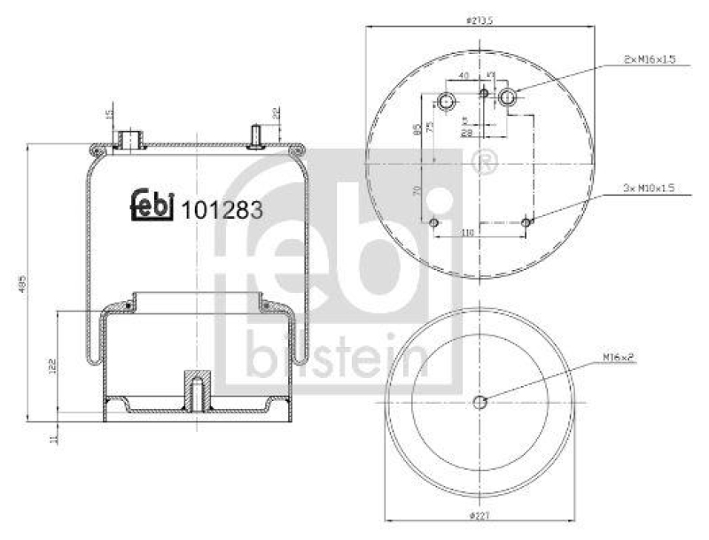 FEBI BILSTEIN 101283 Luftfederbalg mit Stahlkolben für DAF