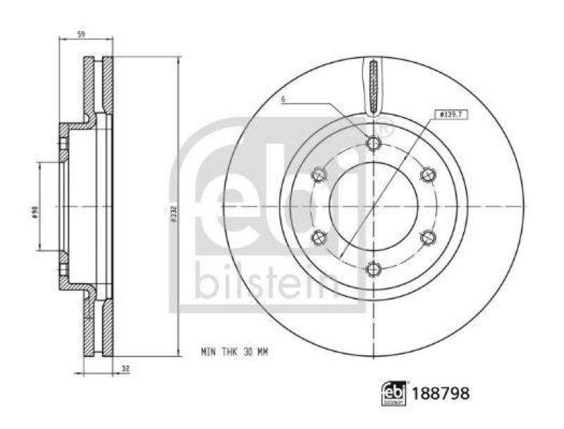 FEBI BILSTEIN 188798 Bremsscheibe für Ford