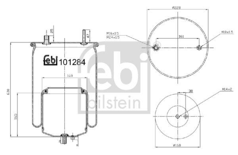 FEBI BILSTEIN 101284 Luftfederbalg mit Stahlkolben und Kolbenstange für Volvo