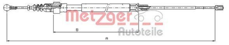 METZGER 10.7509 Seilzug, Feststellbremse für AUDI/SEAT/SKODA/VW hinten links/rechts