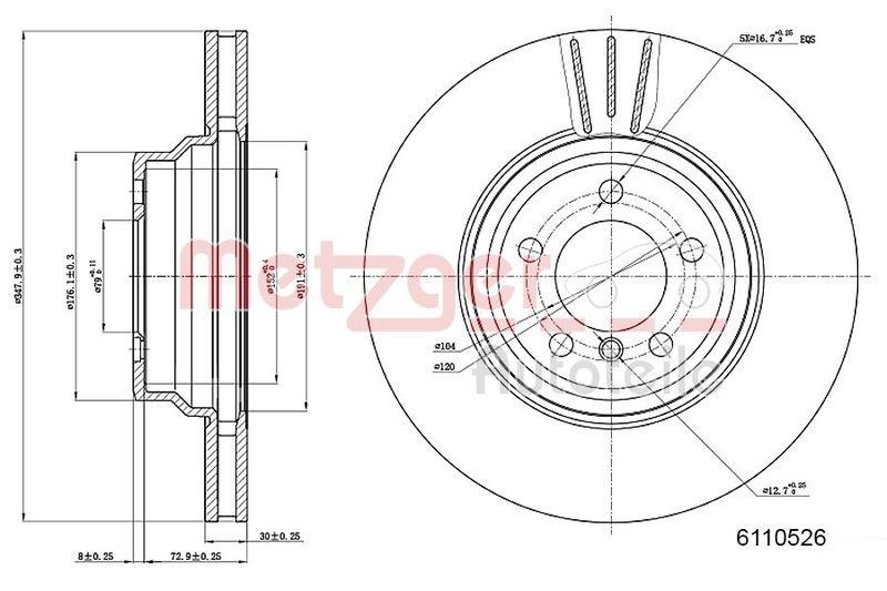 METZGER 6110526 Bremsscheibe Lack/Ks/Ms/Hc für BMW VA /HÖHE 81MM NICHT FÜR BMW 5 E60/61