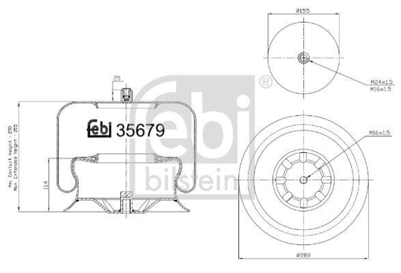 FEBI BILSTEIN 35679 Luftfederbalg mit Stahlkolben für Mercedes-Benz