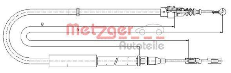 METZGER 10.7513 Seilzug, Feststellbremse für AUDI hinten links