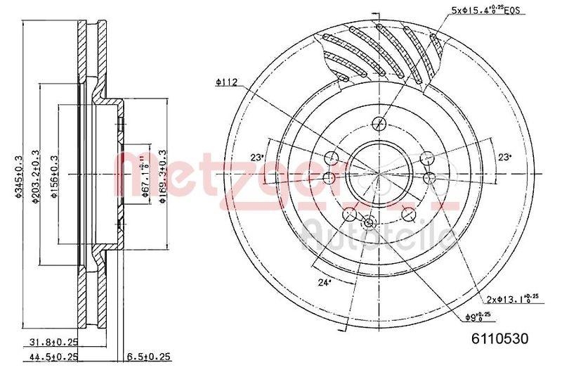 METZGER 6110530 Bremsscheibe Lack/Ks/Ms/Hc für MB VA