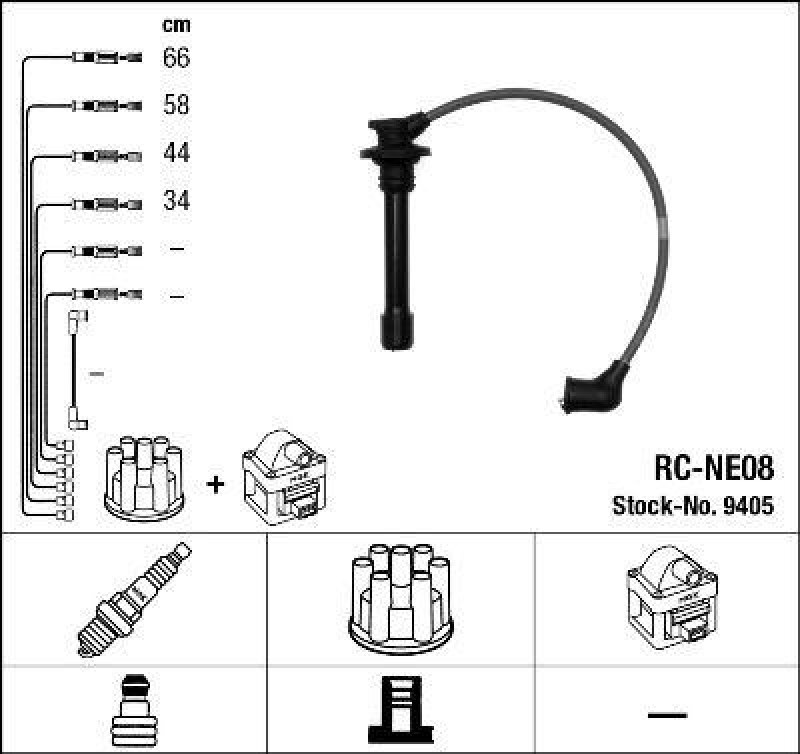 NGK 9405 Zündleitungssatz RC-NE08 |Zündkabel