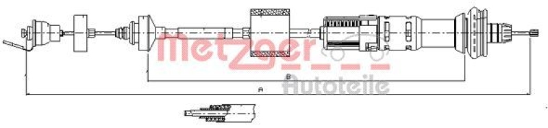 METZGER 11.2154 Seilzug, Kupplungsbetätigung für CITROEN