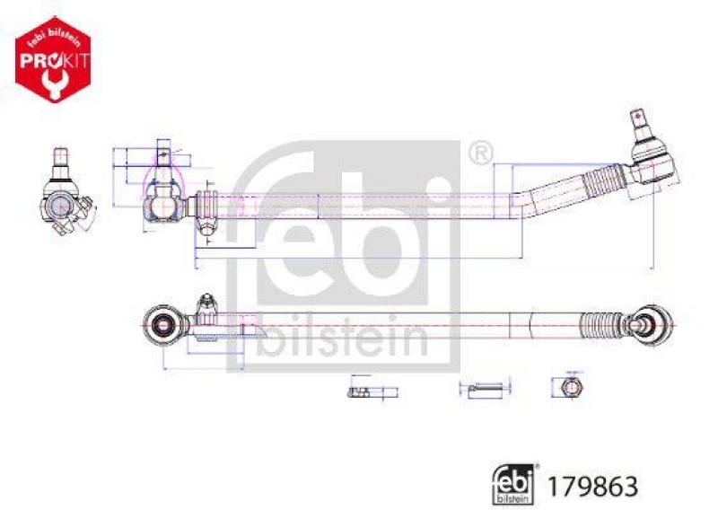 FEBI BILSTEIN 179863 Lenkstange mit Kronenmuttern und Splinten für Mercedes-Benz