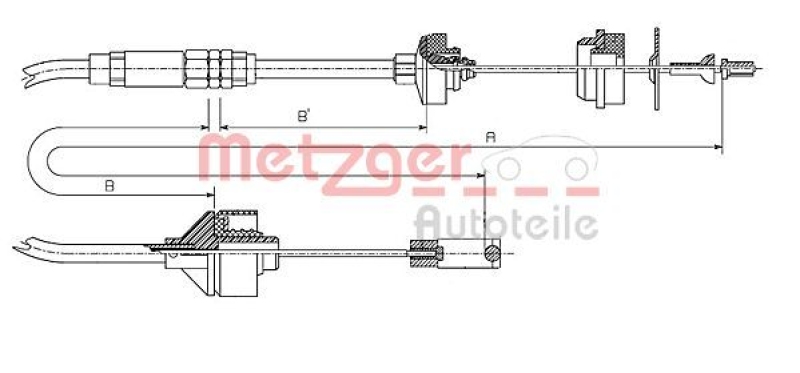 METZGER 11.2195 Seilzug, Kupplungsbetätigung für CITROEN