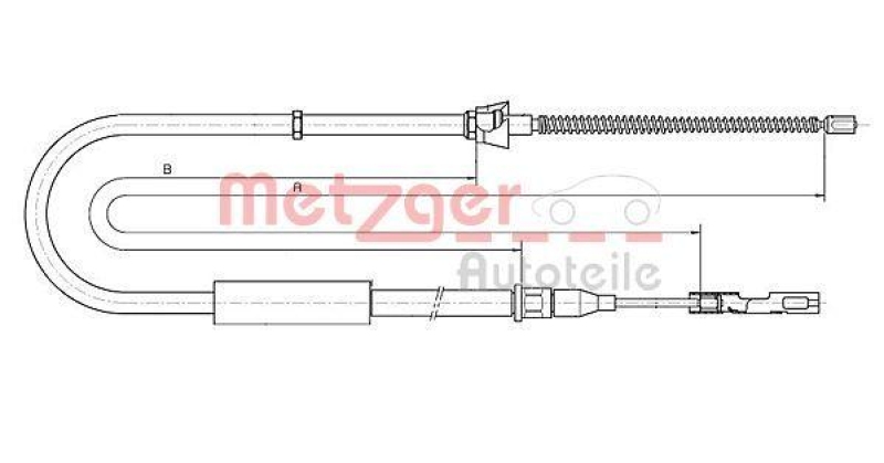 METZGER 10.7515 Seilzug, Feststellbremse für AUDI hinten links