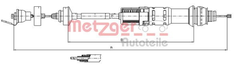 METZGER 11.2198 Seilzug, Kupplungsbetätigung für CITROEN