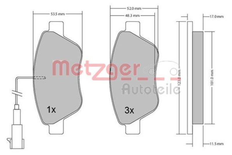 METZGER 1170296 Bremsbelagsatz, Scheibenbremse WVA 23 705