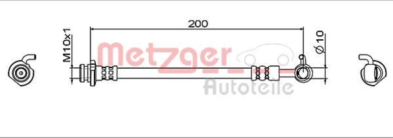 METZGER 4112006 Bremsschlauch für NISSAN/RENAULT HA links