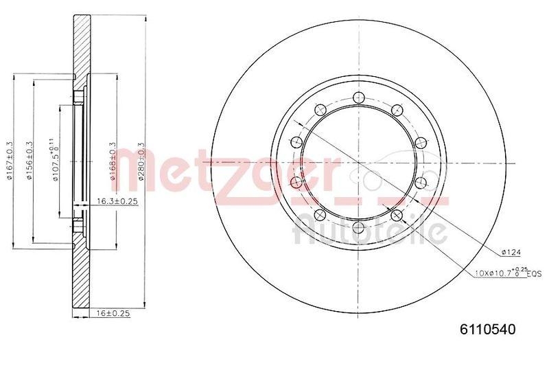 METZGER 6110540 Bremsscheibe Lack/Ks für FORD HA