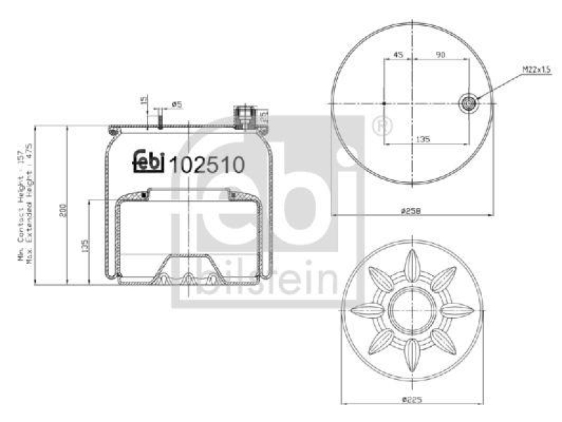 FEBI BILSTEIN 102510 Luftfederbalg mit Stahlkolben für Mercedes-Benz